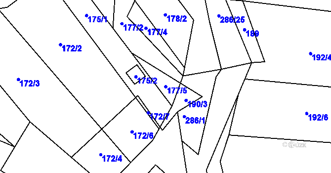 Parcela st. 177/5 v KÚ Lhotka u Přerova, Katastrální mapa