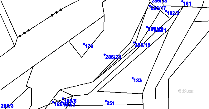 Parcela st. 286/24 v KÚ Lhotka u Přerova, Katastrální mapa