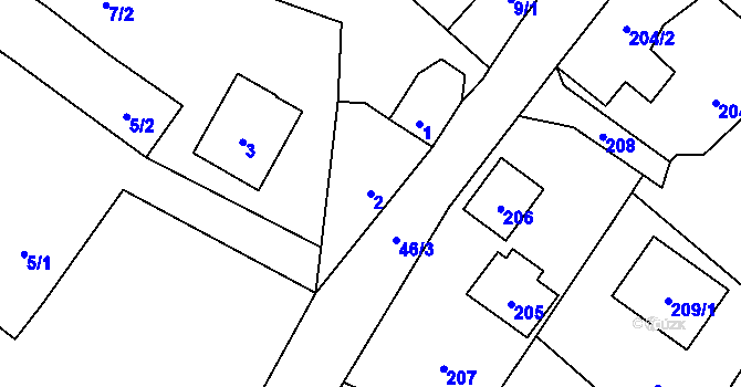 Parcela st. 2 v KÚ Lhotka nad Bečvou, Katastrální mapa