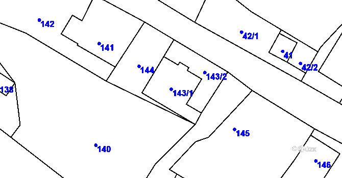 Parcela st. 143/1 v KÚ Lhotka nad Bečvou, Katastrální mapa