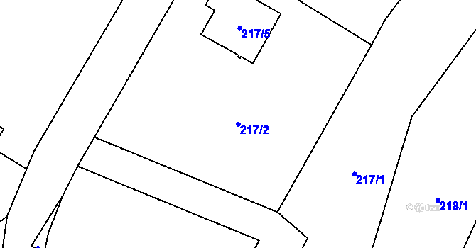Parcela st. 217/2 v KÚ Lhotka nad Bečvou, Katastrální mapa