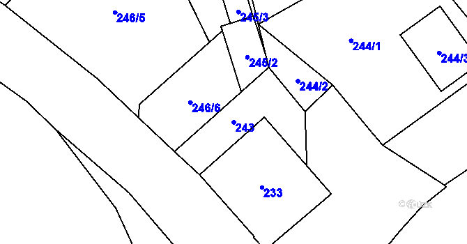 Parcela st. 243 v KÚ Lhotka nad Bečvou, Katastrální mapa