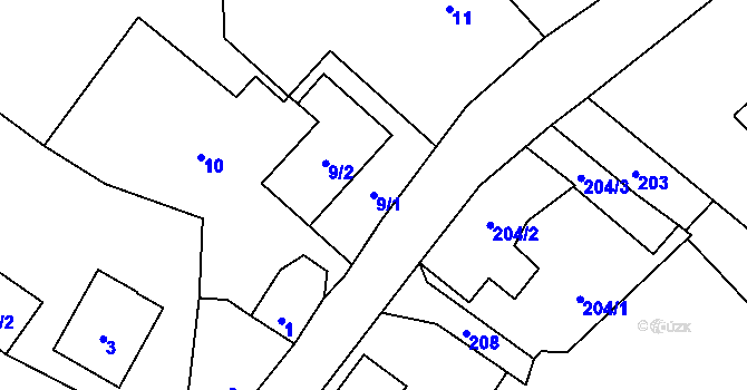 Parcela st. 9/1 v KÚ Lhotka nad Bečvou, Katastrální mapa