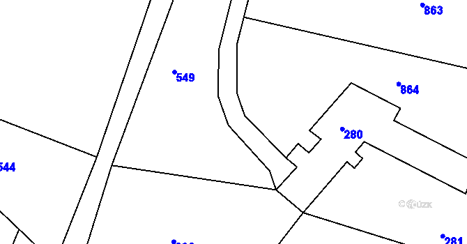 Parcela st. 278/2 v KÚ Lhotka nad Bečvou, Katastrální mapa
