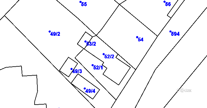 Parcela st. 52/2 v KÚ Lhotka nad Bečvou, Katastrální mapa