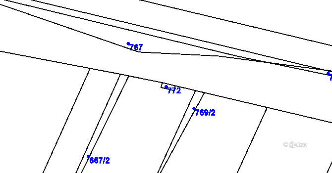 Parcela st. 772 v KÚ Lhotka nad Bečvou, Katastrální mapa