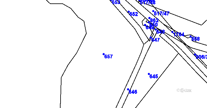 Parcela st. 657 v KÚ Lhotka nad Bečvou, Katastrální mapa