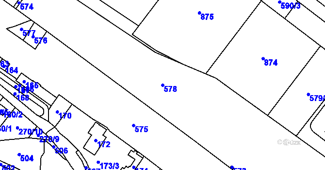 Parcela st. 578 v KÚ Lhotka nad Bečvou, Katastrální mapa