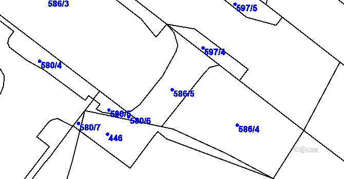 Parcela st. 586/5 v KÚ Lhotka nad Bečvou, Katastrální mapa