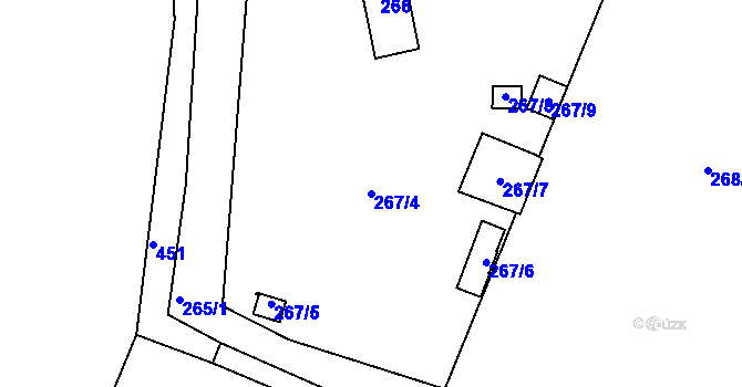Parcela st. 267/4 v KÚ Lhotka nad Bečvou, Katastrální mapa