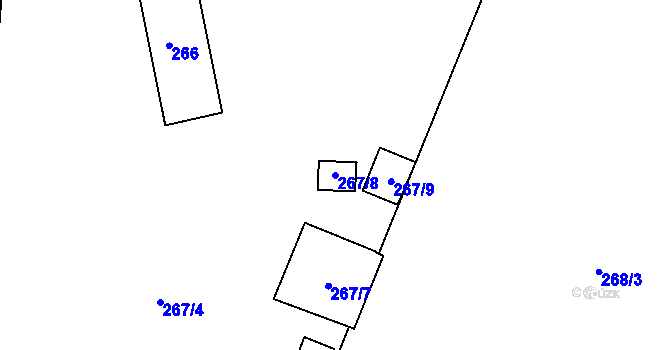 Parcela st. 267/8 v KÚ Lhotka nad Bečvou, Katastrální mapa