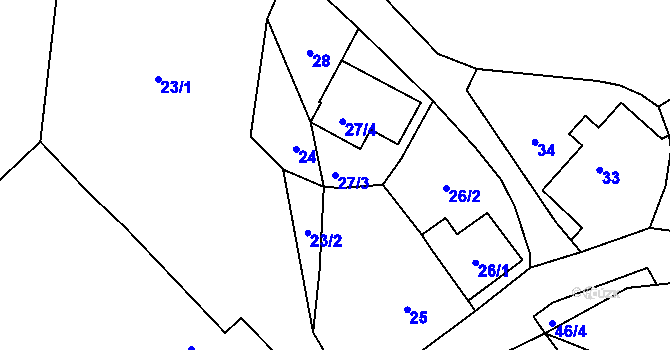 Parcela st. 27/3 v KÚ Lhotka nad Bečvou, Katastrální mapa