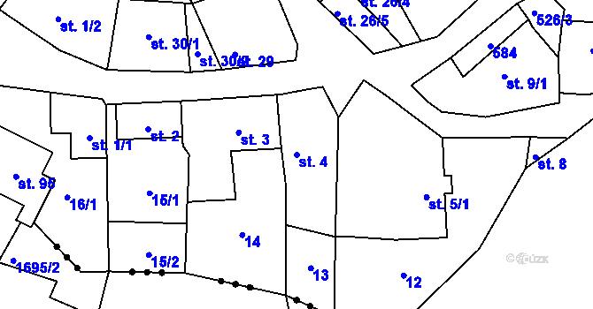 Parcela st. 4 v KÚ Lhotka nad Labem, Katastrální mapa