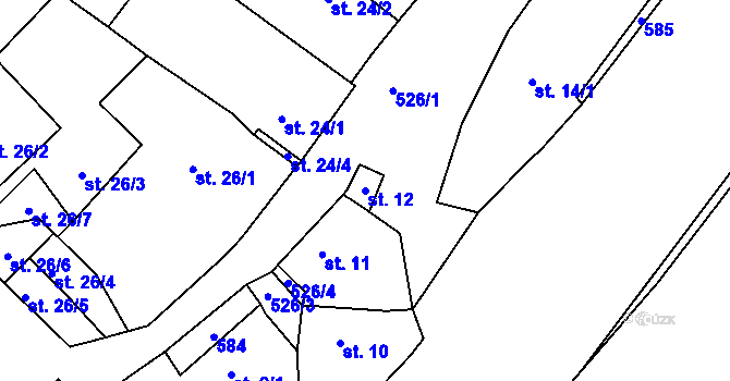 Parcela st. 12 v KÚ Lhotka nad Labem, Katastrální mapa