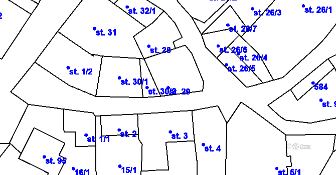 Parcela st. 29 v KÚ Lhotka nad Labem, Katastrální mapa