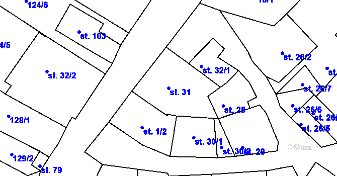 Parcela st. 31 v KÚ Lhotka nad Labem, Katastrální mapa