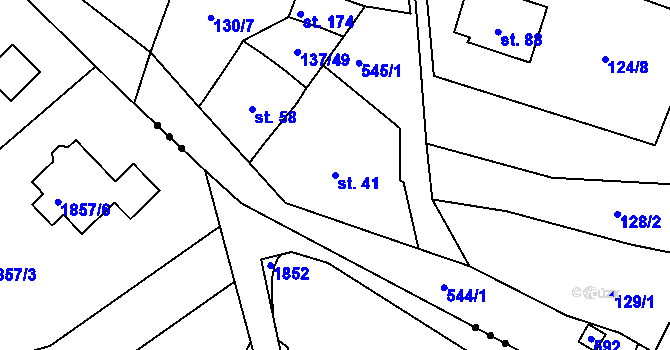 Parcela st. 41 v KÚ Lhotka nad Labem, Katastrální mapa