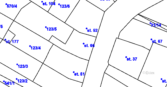 Parcela st. 66 v KÚ Lhotka nad Labem, Katastrální mapa
