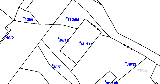 Parcela st. 111 v KÚ Lhotka nad Labem, Katastrální mapa