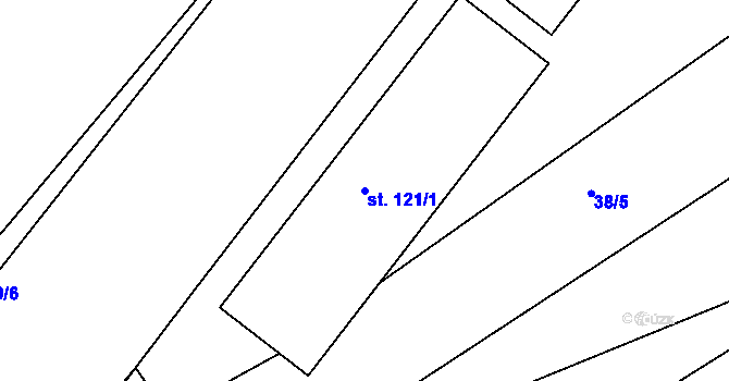 Parcela st. 121/1 v KÚ Lhotka nad Labem, Katastrální mapa