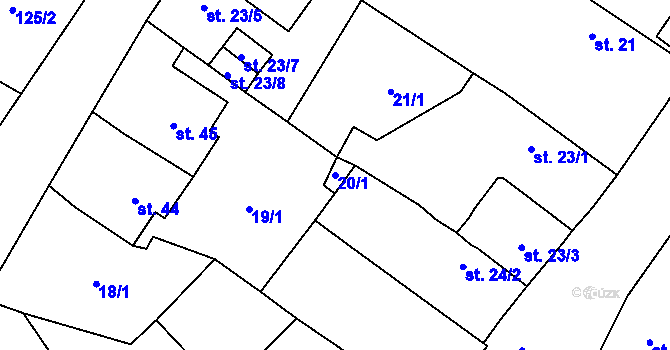 Parcela st. 20/1 v KÚ Lhotka nad Labem, Katastrální mapa