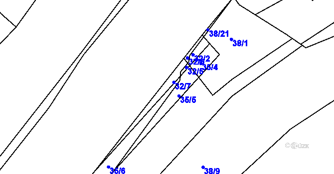 Parcela st. 32/5 v KÚ Lhotka nad Labem, Katastrální mapa