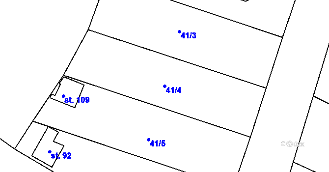 Parcela st. 41/4 v KÚ Lhotka nad Labem, Katastrální mapa