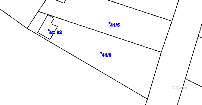 Parcela st. 41/6 v KÚ Lhotka nad Labem, Katastrální mapa