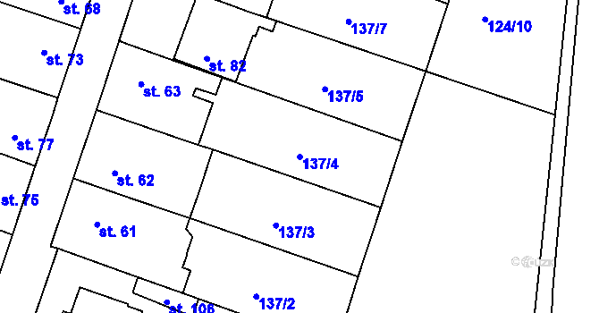 Parcela st. 137/4 v KÚ Lhotka nad Labem, Katastrální mapa