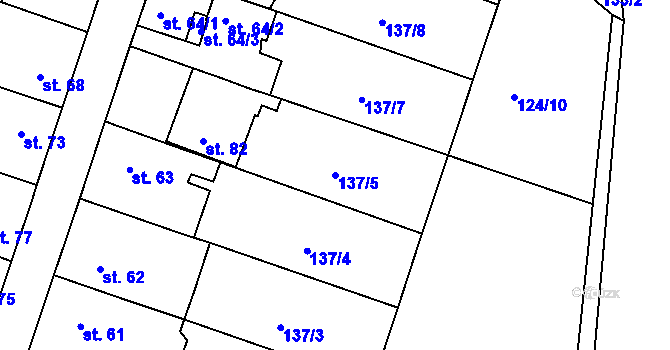 Parcela st. 137/5 v KÚ Lhotka nad Labem, Katastrální mapa