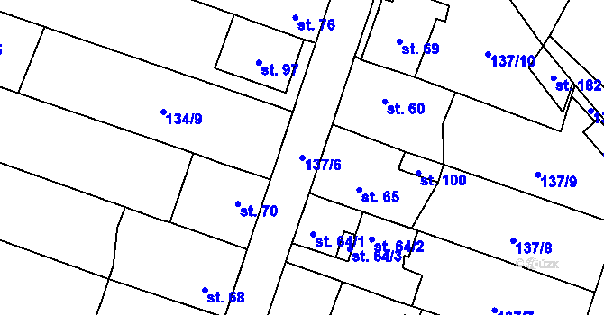 Parcela st. 137/6 v KÚ Lhotka nad Labem, Katastrální mapa