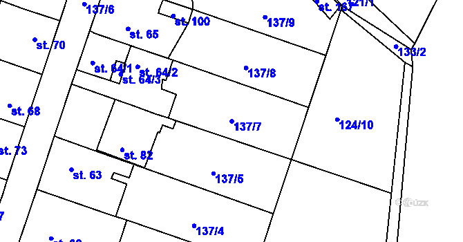 Parcela st. 137/7 v KÚ Lhotka nad Labem, Katastrální mapa