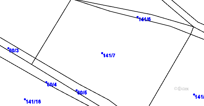 Parcela st. 141/7 v KÚ Lhotka nad Labem, Katastrální mapa