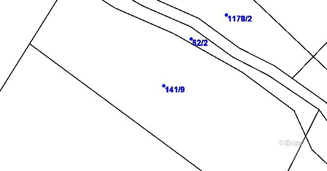 Parcela st. 141/9 v KÚ Lhotka nad Labem, Katastrální mapa