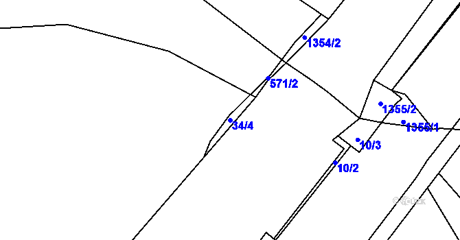 Parcela st. 34/4 v KÚ Lhotka nad Labem, Katastrální mapa