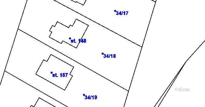 Parcela st. 34/18 v KÚ Lhotka nad Labem, Katastrální mapa