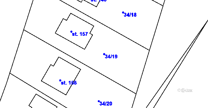 Parcela st. 34/19 v KÚ Lhotka nad Labem, Katastrální mapa