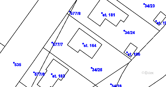 Parcela st. 164 v KÚ Lhotka nad Labem, Katastrální mapa