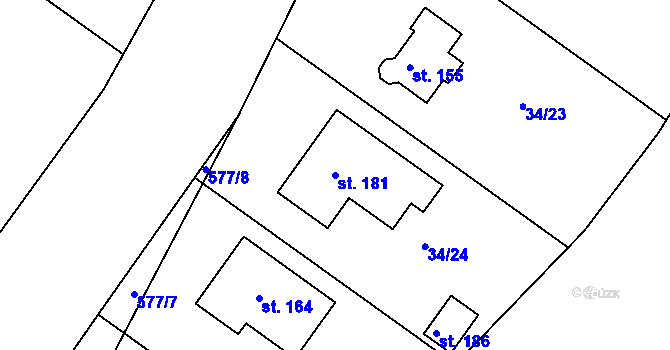 Parcela st. 181 v KÚ Lhotka nad Labem, Katastrální mapa
