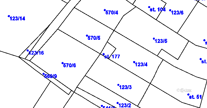 Parcela st. 177 v KÚ Lhotka nad Labem, Katastrální mapa