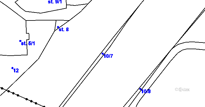 Parcela st. 10/7 v KÚ Lhotka nad Labem, Katastrální mapa