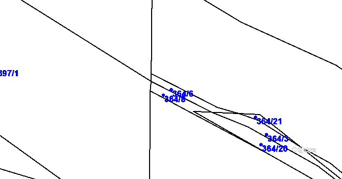 Parcela st. 364/6 v KÚ Lhotka u Litultovic, Katastrální mapa