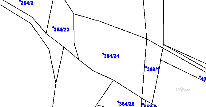 Parcela st. 364/24 v KÚ Lhotka u Litultovic, Katastrální mapa