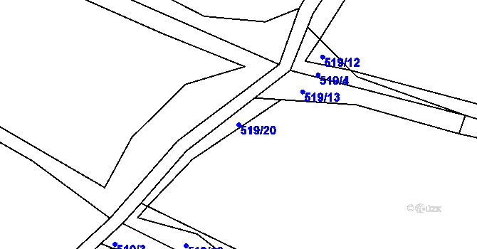 Parcela st. 519/20 v KÚ Lhotka u Litultovic, Katastrální mapa
