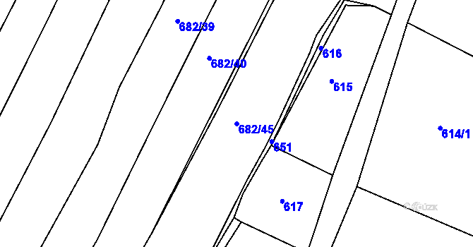 Parcela st. 682/45 v KÚ Lhotka u Litultovic, Katastrální mapa