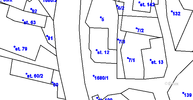 Parcela st. 12 v KÚ Lhotka u Litultovic, Katastrální mapa