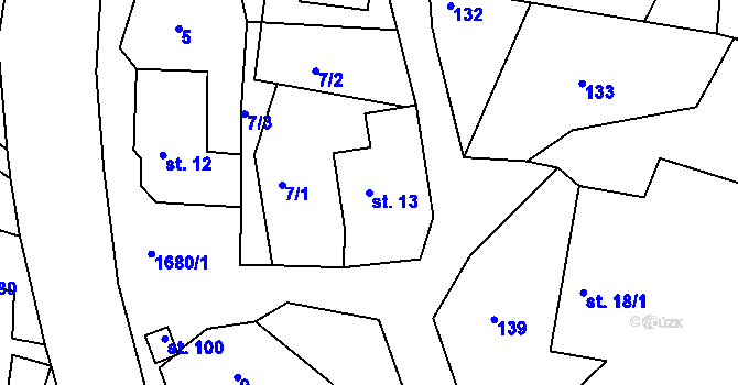 Parcela st. 13 v KÚ Lhotka u Litultovic, Katastrální mapa