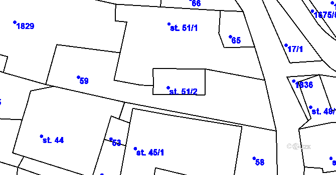 Parcela st. 51/2 v KÚ Lhotka u Litultovic, Katastrální mapa