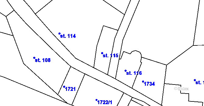 Parcela st. 115 v KÚ Lhotka u Litultovic, Katastrální mapa