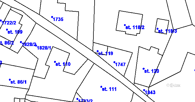 Parcela st. 119 v KÚ Lhotka u Litultovic, Katastrální mapa